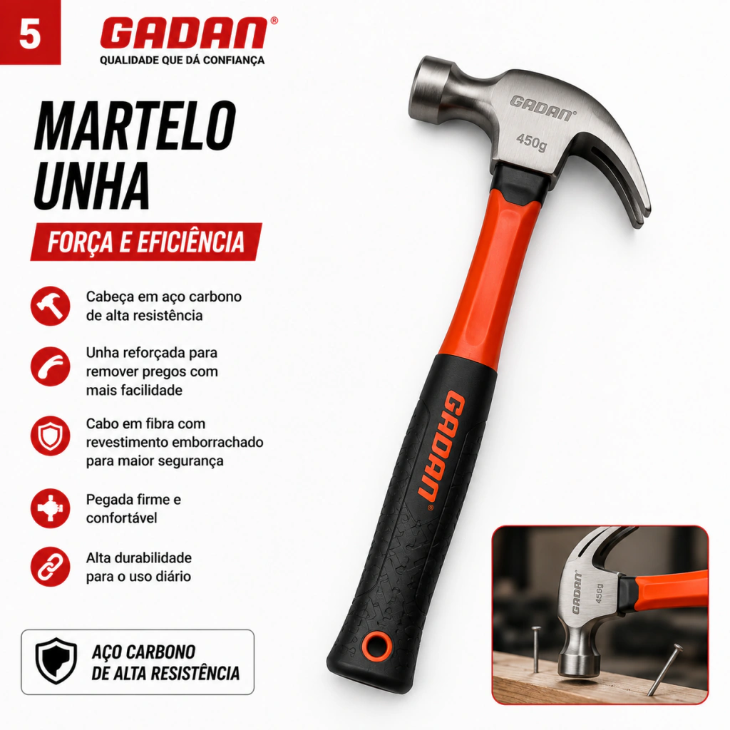 Kit Ferramentas Automotivas Essenciais Gadan - 3 Alicates + Martelo Magnético - Imagem 5